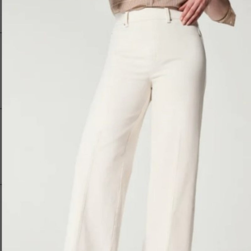 Women's high-waist wide-leg white jeans, view 3 - MRSLM