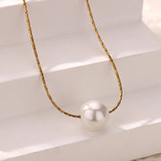 minimalist simulated pearl necklace, view 4 - MRSLM