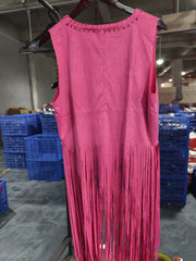 women's suede tassel vest coat, view 4 - MRSLM