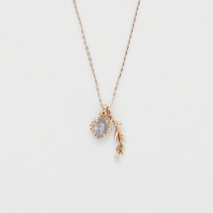 Female Natural Cordierite Elongated Stone Necklace