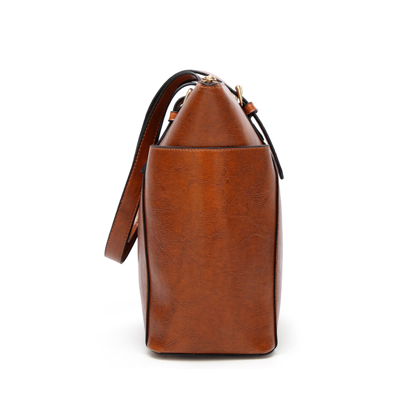 Women's large vintage PU leather tote bag, view 4 - MRSLM