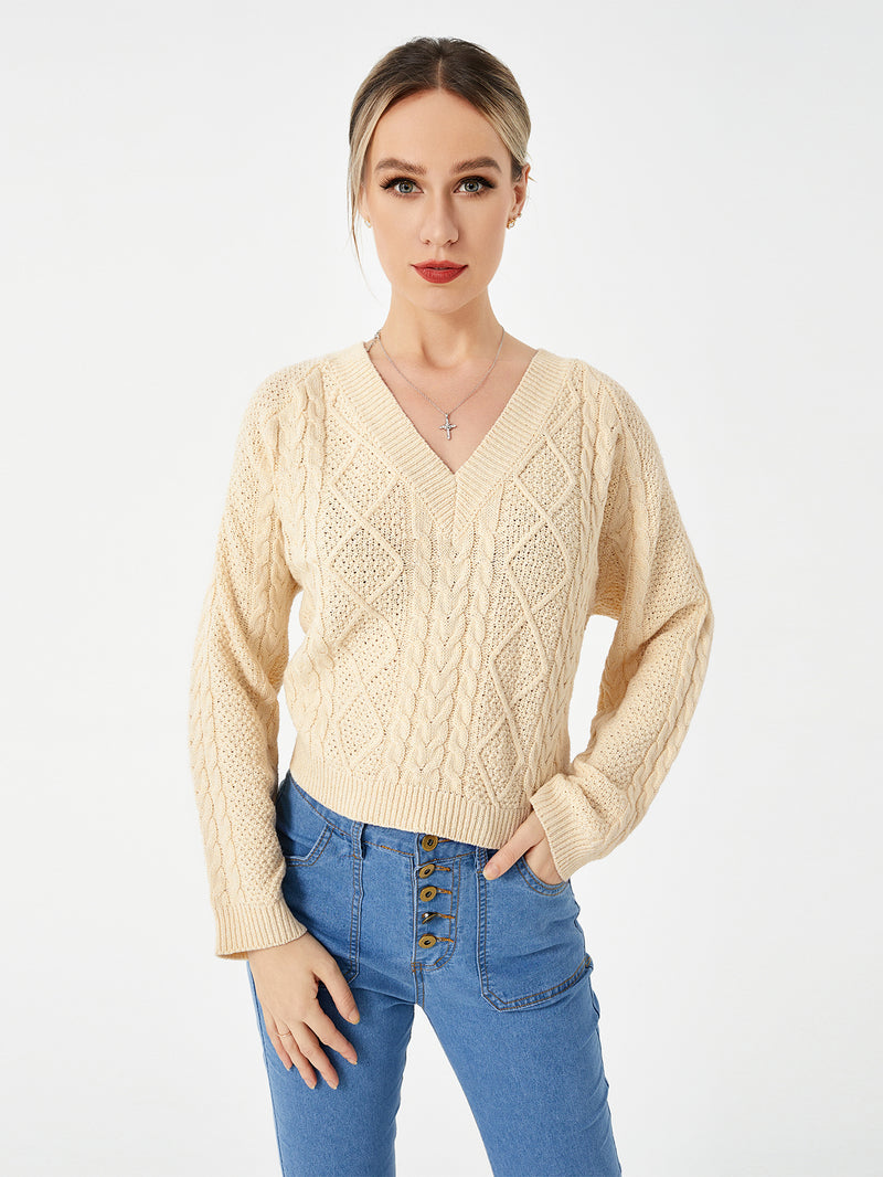 women's stretch v-neck sweater khaki, view 3 - MRSLM