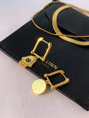 evil eye asymmetrical earrings, view 2 - MRSLM