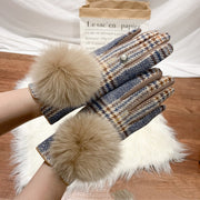 women's plaid wool cashmere gloves, view 11 - MRSLM
