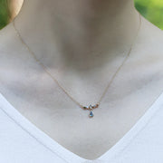 S925 silver 14K gold-plated blue drop necklace, view 5 - MRSLM