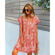 V-neck ruffled A-line dress, view 29 - MRSLM