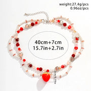 strawberry heart pearl choker necklace, view 8 - MRSLM