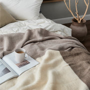 three-color knitted wool-blend blanket, view 4 - MRSLM