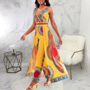 printed V-neck jumpsuit - MRSLM