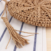 Bohemian round straw crossbody bag, view 6 - MRSLM