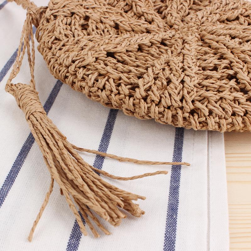Bohemian round straw crossbody bag, view 6 - MRSLM