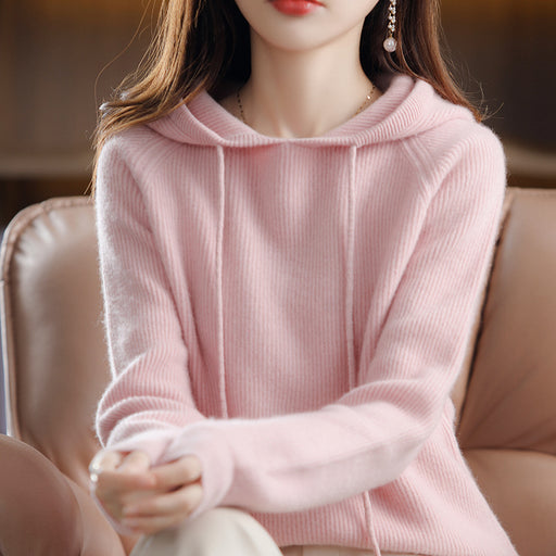 women's short hooded pullover sweater - MRSLM