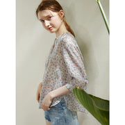 ramie floral blouse, view 4 - MRSLM