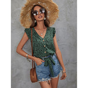 v-neck slim fit sleeveless green top, view 6 - MRSLM