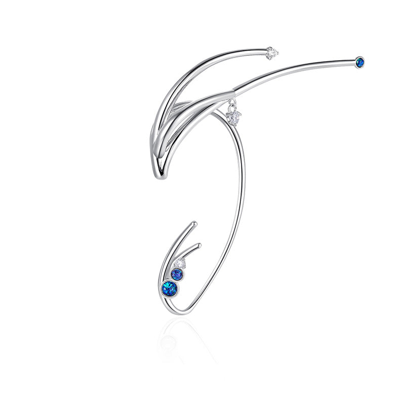 original design blue floral earrings, view 3 - MRSLM