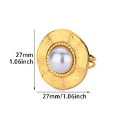 gold-tone imitation pearl ring, view 2 - MRSLM