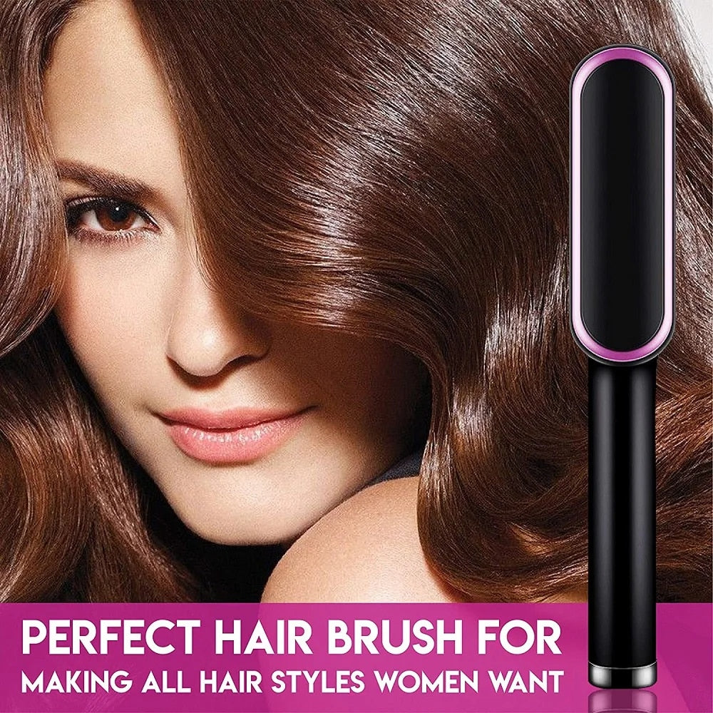 Hair Straightener Brush: Ionic Hot Comb with Fast Ceramic Heating