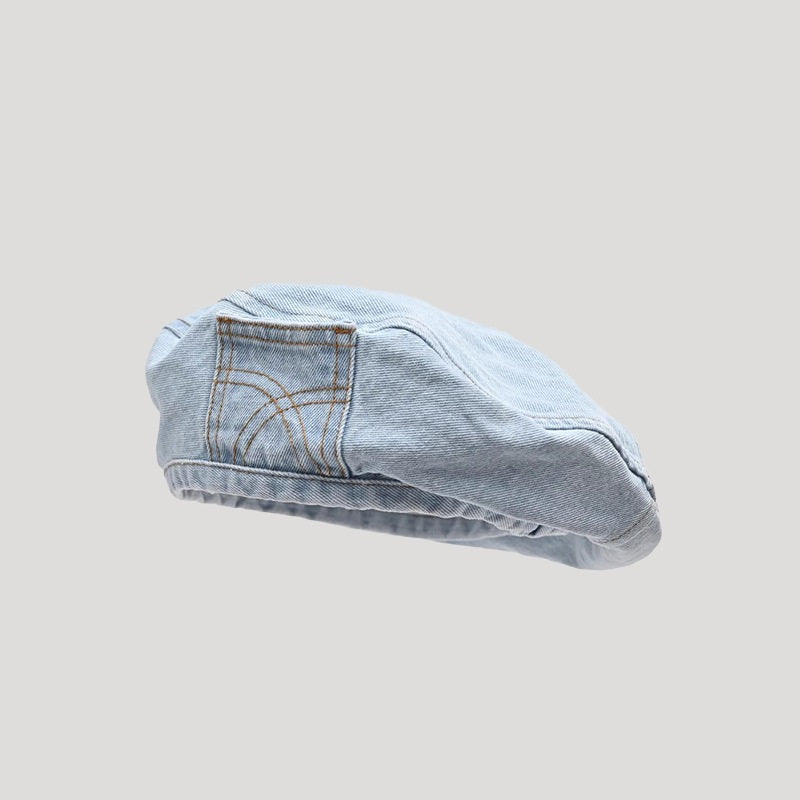 washed denim beret, view 2 - MRSLM