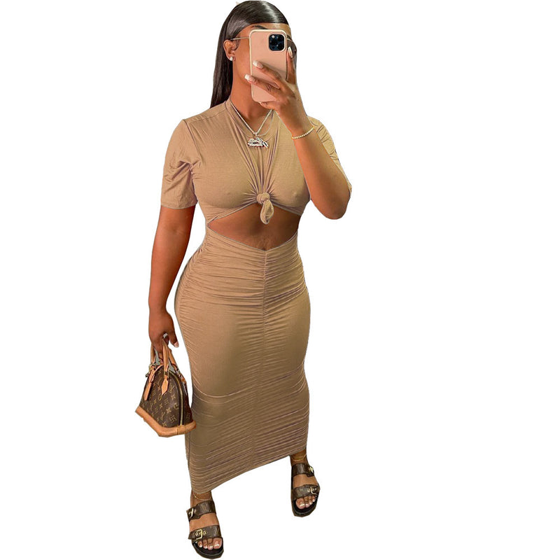 pleated short sleeve top and skirt dress set, view 5 - MRSLM
