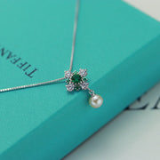 vintage silver pearl necklace, view 5 - MRSLM