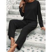 plaid long sleeve lace-up top and pants set, view 7 - MRSLM