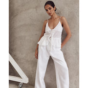 v-neck cami top with tie-up straps, view 5 - MRSLM