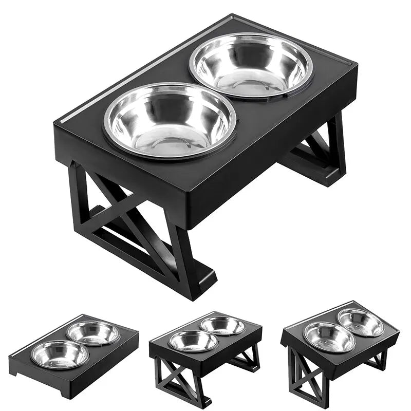 adjustable elevated dog bowl stand, view 2 - MRSLM