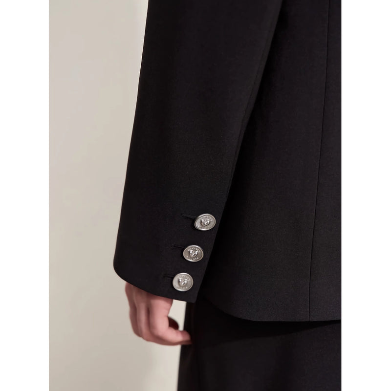 women's v-neck blazer with heart buckle, view 7 - MRSLM