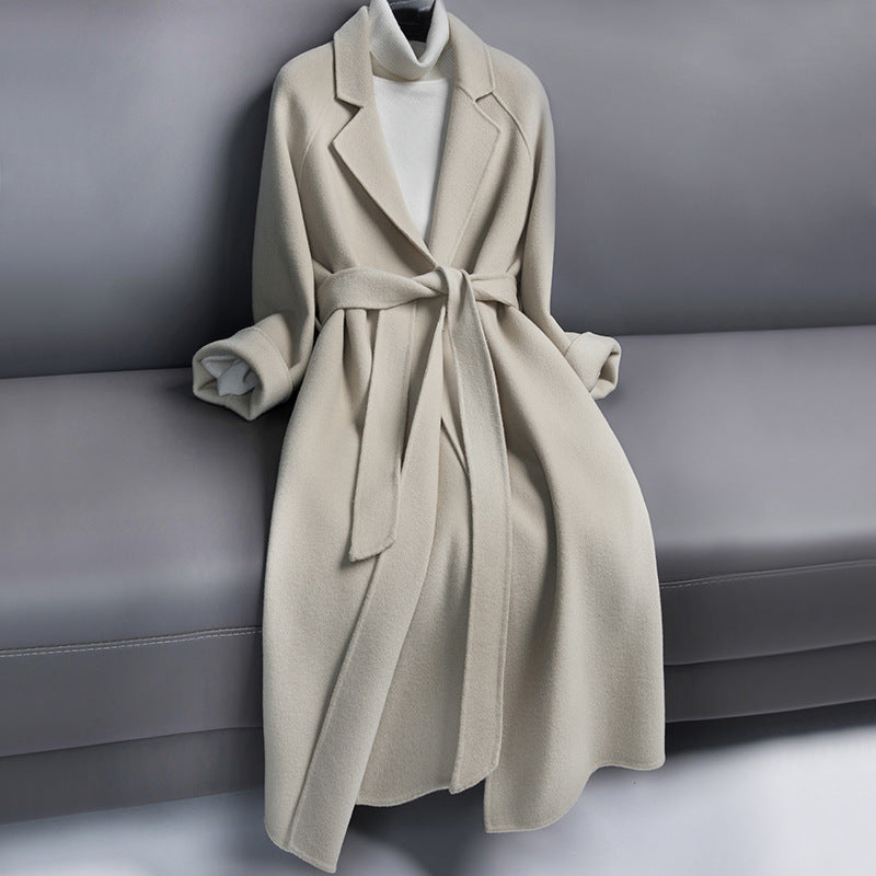 Women's belted long wool coat - MRSLM