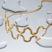 gold wave bracelet and necklace set, view 7 - MRSLM