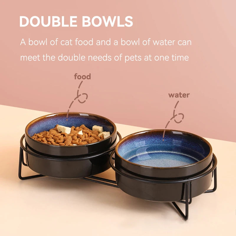 starry double cat food bowls, view 7 - MRSLM