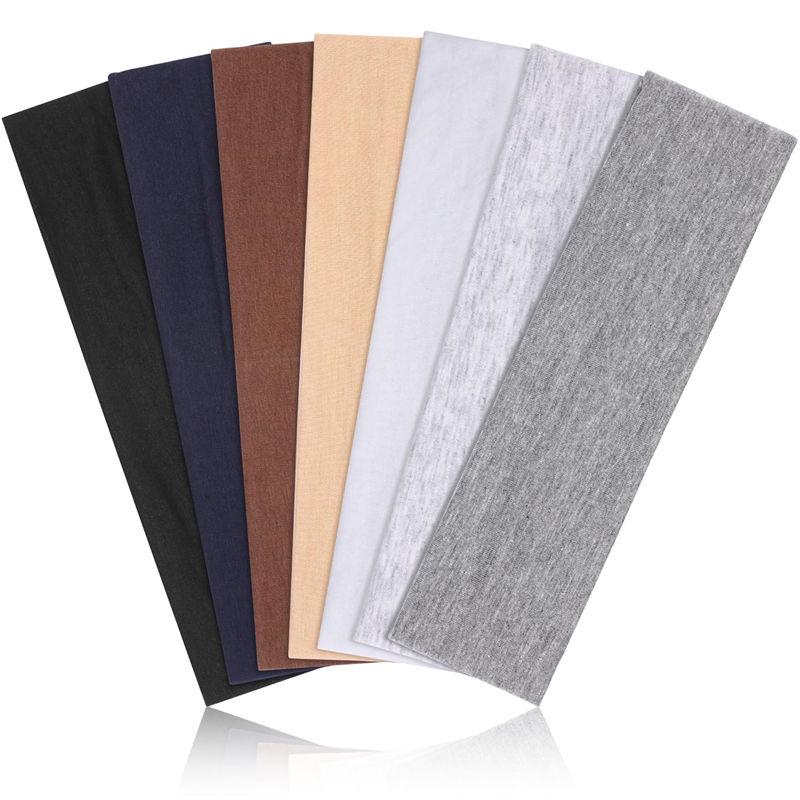7-Piece Fashion Solid Color Soft Elastic Headbands for Yoga, Sports &amp; Everyday Use
