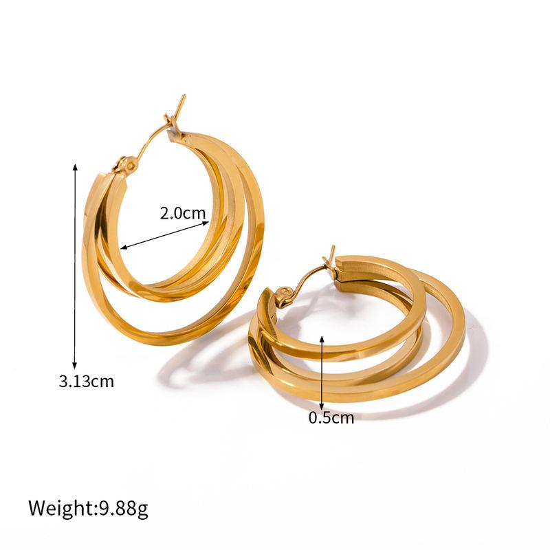 18k gold plated double coil earrings, view 2 - MRSLM