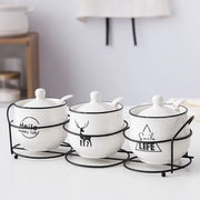 Ceramic spice jar set with spoon and lid, view 8 - MRSLM