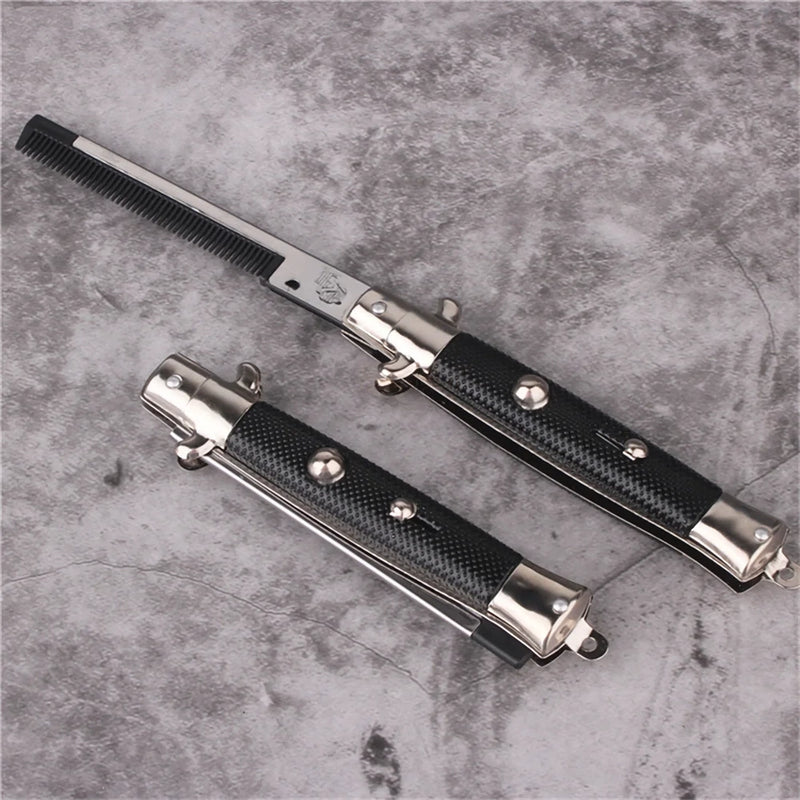 butterfly knife style folding comb, view 4 - MRSLM