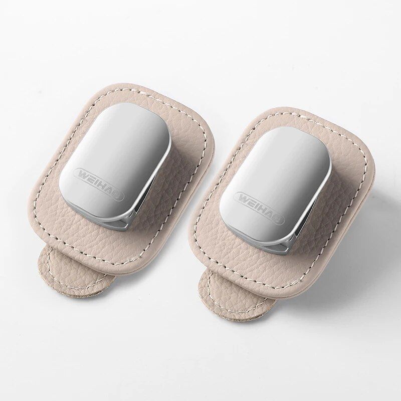 Leather sun visor car glasses clip, view 5 - MRSLM