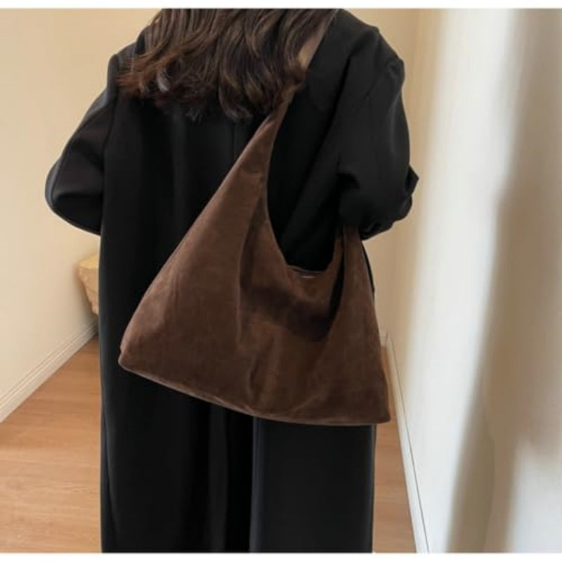 Women's suede crescent shoulder bag, view 5 - MRSLM