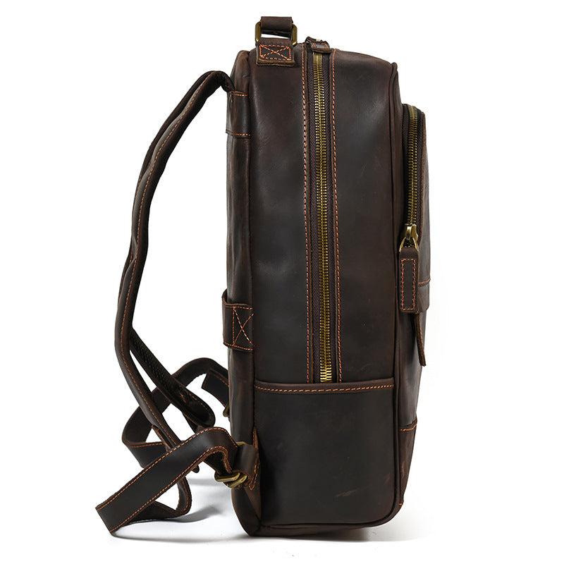 Retro cowhide leather backpack, view 2 - MRSLM