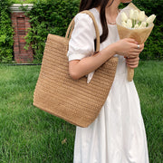 straw woven shoulder bag, view 5 - MRSLM