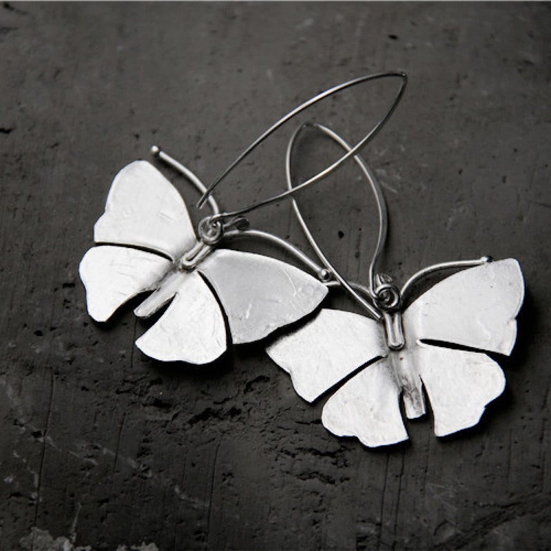 sterling silver butterfly vintage earrings, view 2 - MRSLM