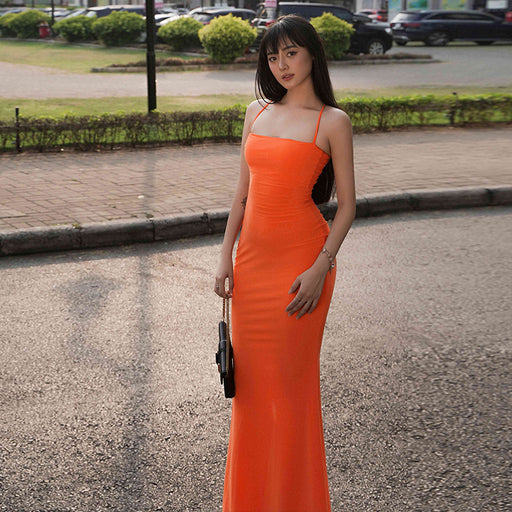 backless lace-up sling dress - MRSLM