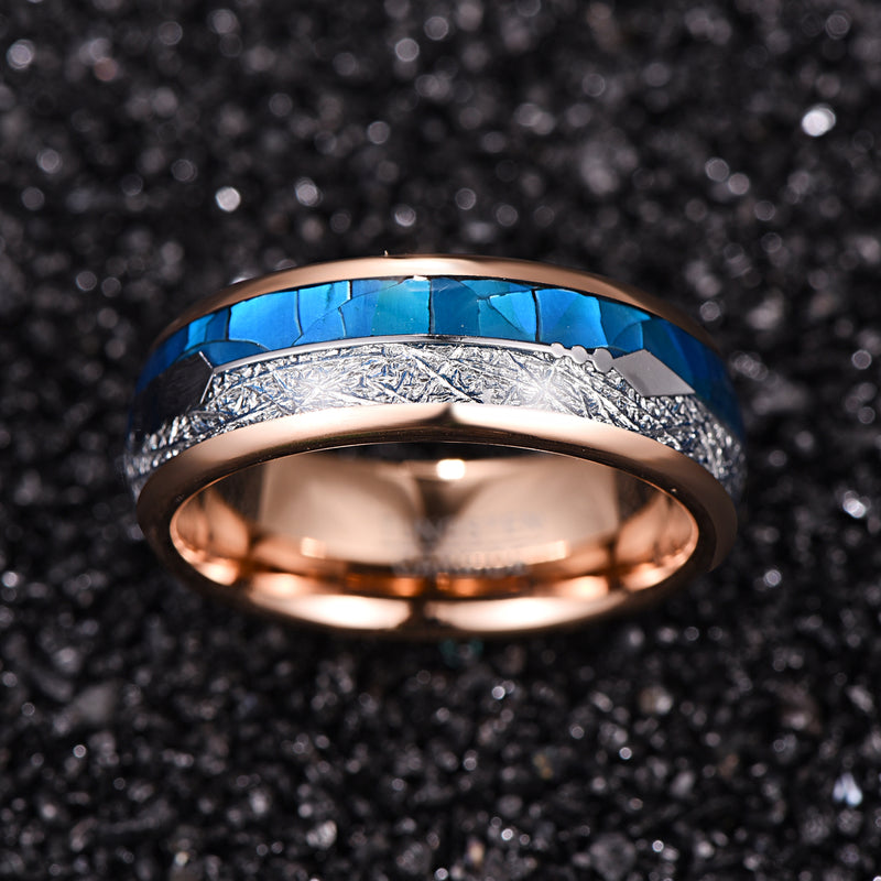 men's blue shell tungsten ring, view 3 - MRSLM