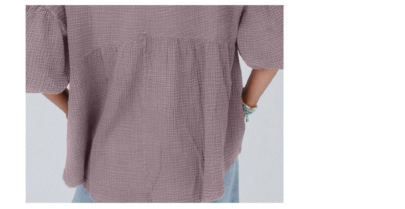 women's loose puff sleeve pullover top, view 6 - MRSLM
