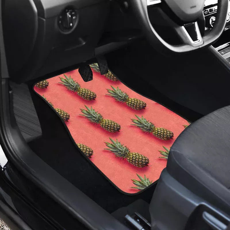 pastel pineapple pink car floor mats - MRSLM