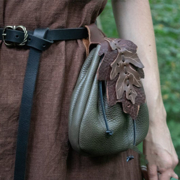 faux leather leaf pattern belt bag, view 2 - MRSLM