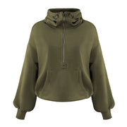 women's half-zip hoodie with pockets, view 9 - MRSLM
