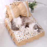 cute bow pet bed with detachable pillow, view 6 - MRSLM