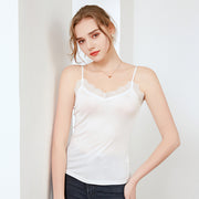 lace trim silk blend camisole, view 9 - MRSLM