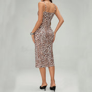 Printed suspender split dress with lace-up waist, view 5 - MRSLM