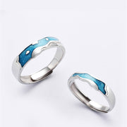 couple sterling silver ring flowing water band, view 2 - MRSLM